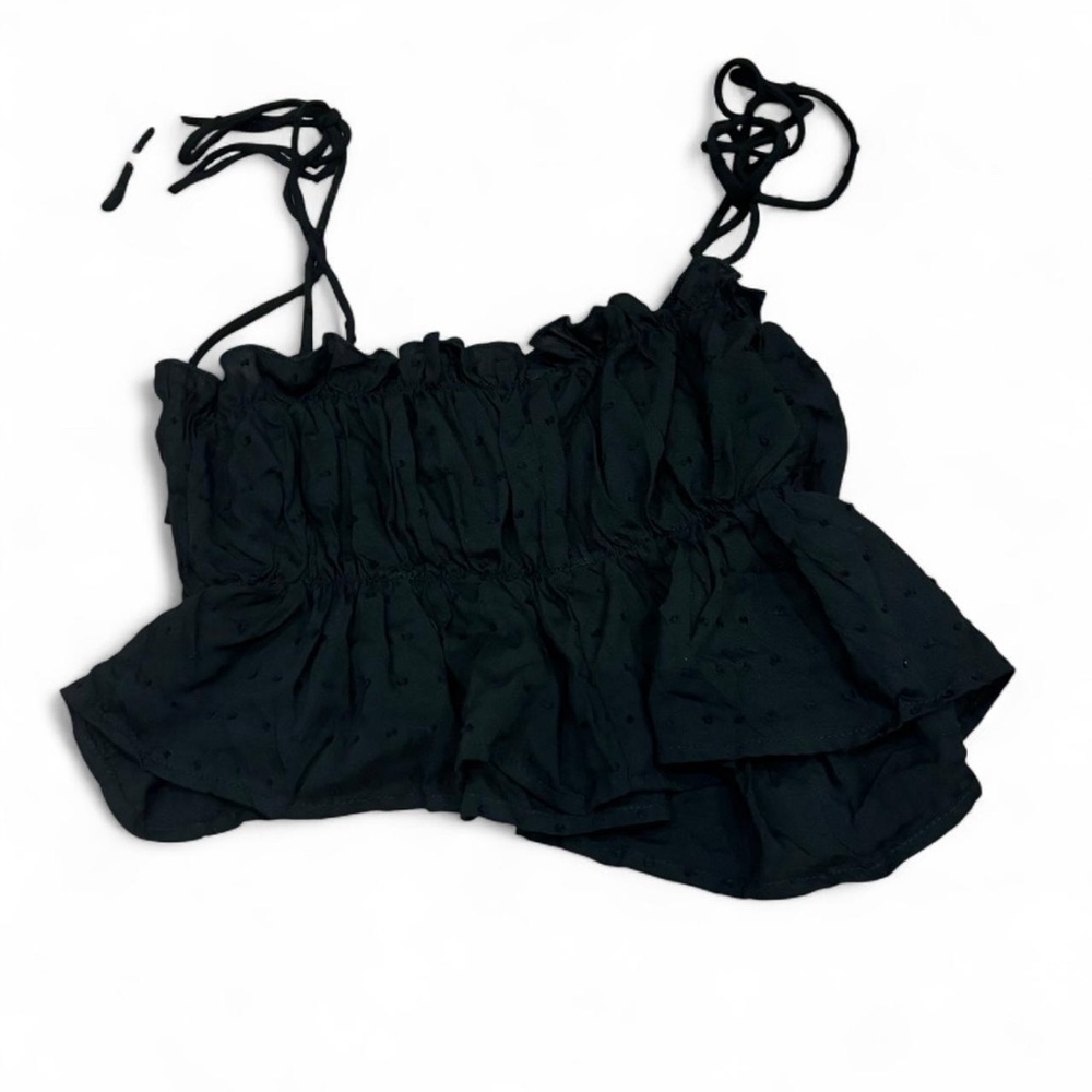 SHEIN Black Smocked Ruffled Camisole